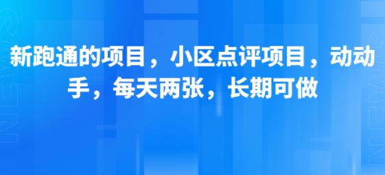 新跑通的项目，小区点评项目，动动手，每天两张，长期可做-出门会