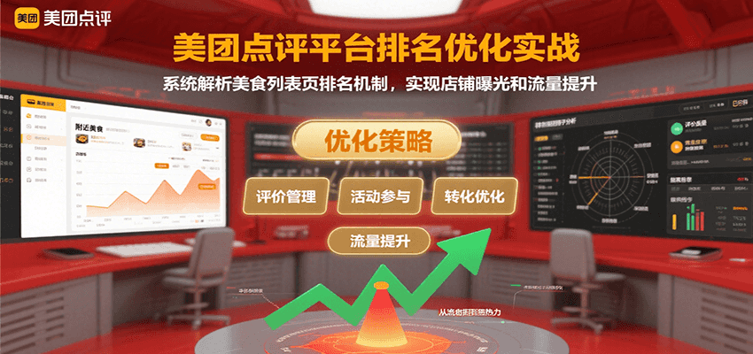 美团点评平台排名优化实战，系统解析美食列表页排名机制，实现店铺曝光和流量提升-出门会
