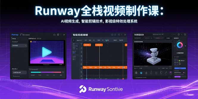 Runway全栈视频制作课：AI视频生成，智能剪辑技术，影视级特效处理系统-出门会