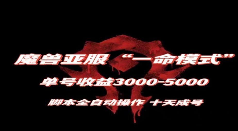 魔兽亚服一命模式，10天成号-单号3千-5千，脚本全自动操作，保姆级教学【揭秘】-出门会