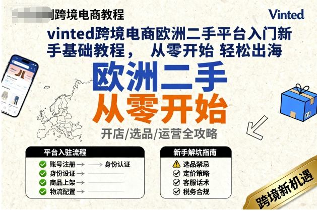 vinted跨境电商欧洲二手平台入门新手基础教程，从零开始轻松出海-出门会