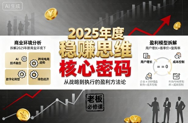2025年度稳賺思维老板创业营，拆解2025年新商业环境下，企业实现持续盈利的核心密码-出门会