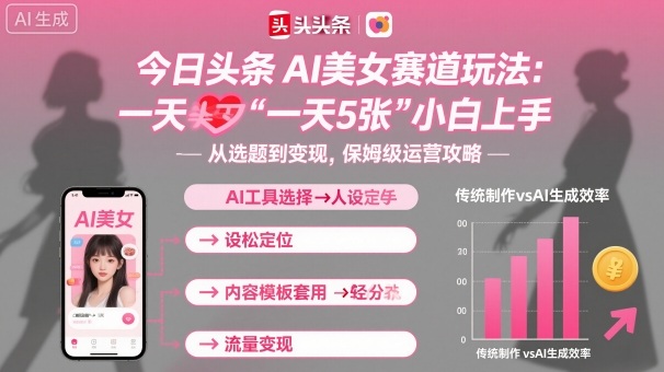 今日头条AI美女赛道玩法，一天轻松5张，小白轻松上手-出门会