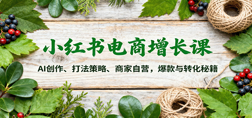 小红书电商增长课：AI创作、打法策略、商家自营，爆款与转化秘籍-出门会