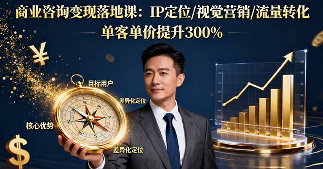 商业咨询变现落地课：IP定位/视觉营销/流量转化，单客单价提升300%-出门会