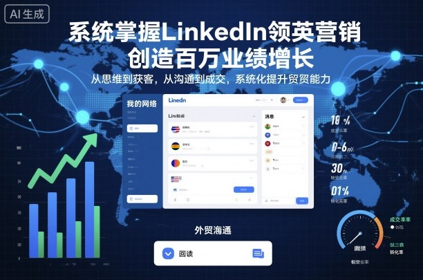 系统掌握LinkedIn领英营销，创造百万业绩增长，从思维到获客，从沟通到成交，系统化提升外贸能力-出门会