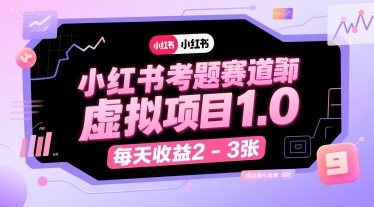 小红书考题赛道虚拟项目1.0，项目操作简单，每天收益2-3张-出门会