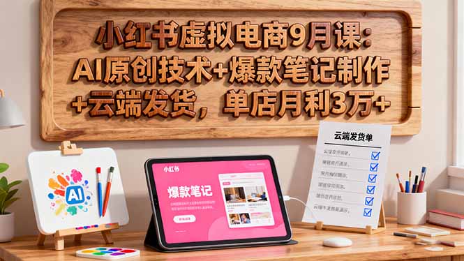 小红书虚拟电商9月课：AI原创技术+爆款笔记制作+云端发货，单店月利3万+-出门会