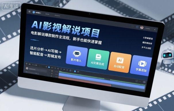 AI影视解说项目，电影解说爆款制作全流程，新手也能快速掌握-出门会