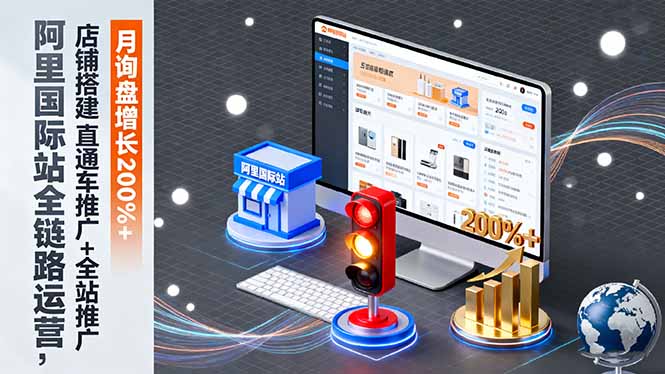 阿里国际站全链路运营，店铺搭建+直通车推广+全站推广，月询盘增长200%+-出门会