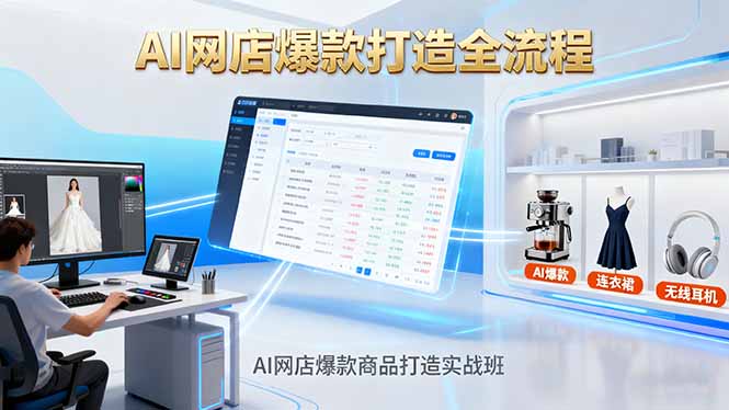 AI网店爆款商品打造实战班：AI技术实现商品图智能处理，快速搭建AI网店-出门会