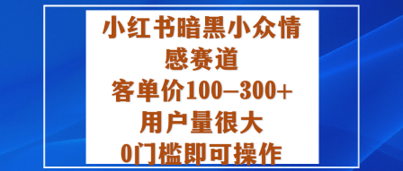小红书暗黑小众情感赛道，客单价100-300+用户量很大，0门槛即可操作-出门会