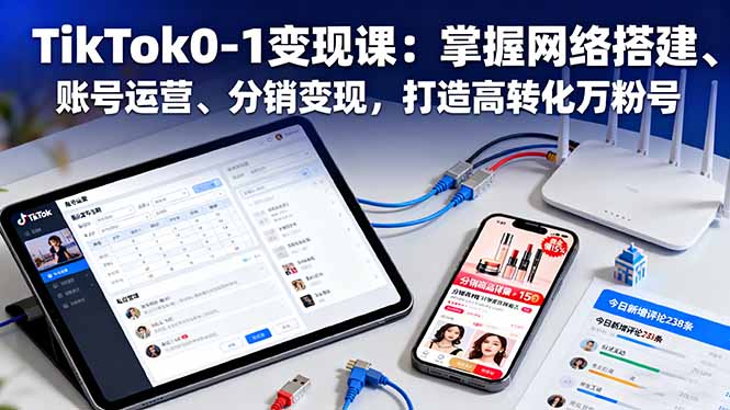 TikTok0-1变现课：掌握网络搭建、账号运营、分销变现，打造高转化万粉号-出门会