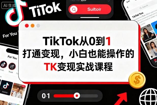 TikTok从0到1打通变现，小白也能操作的TK变现实战课程-出门会