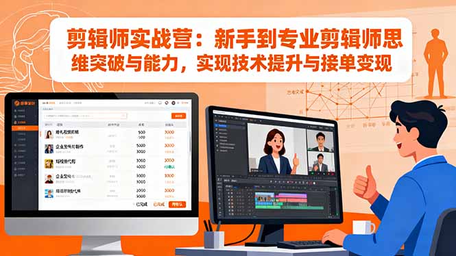 剪辑师实战营：新手到专业剪辑师思维突破与能力，实现技术提升与接单变现-出门会