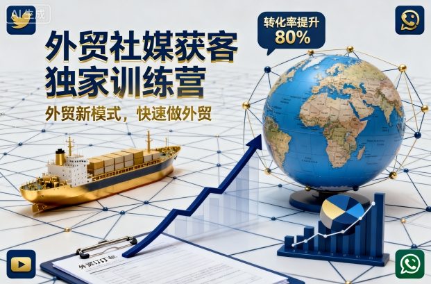 外贸社媒获客独家训练营，外贸新模式，快速做外贸-出门会