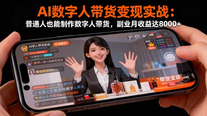 AI数字人带货变现实战：普通人也能制作数字人带货，副业月收益达8000+-出门会