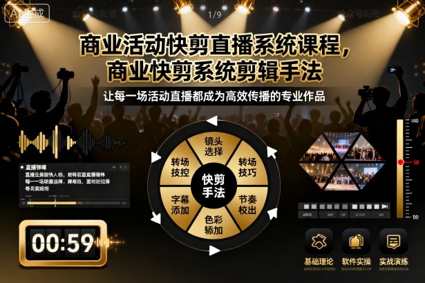 商业活动快剪直播系统课程，商业快剪系统剪辑手法-出门会