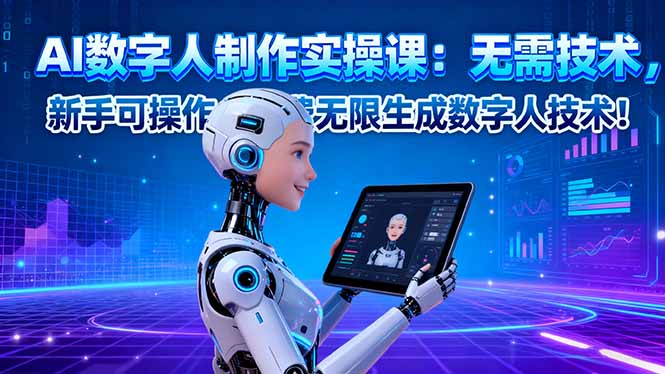 AI数字人制作实操课：无需技术，新手可操作，免费无限生成数字人技术！-出门会
